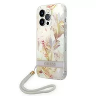 Etui i futerały do telefonów - Guess GUOHCP14LHFLSU iPhone 14 Pro 6,1` fioletowy/purple hardcase Flower Strap - miniaturka - grafika 1