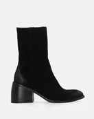 Botki damskie - Zamszowe botki na obcasie w czarnym kolorze - Venezia - miniaturka - grafika 1