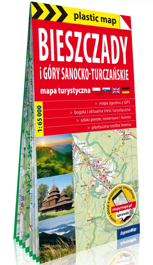 Bieszczady i Góry Sanocko-Turczańskie. Foliowana mapa turystyczna 1:65 000