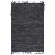 Dywany - vidaXL Ręcznie tkany dywanik Chindi, skóra, 160x230 cm, szary Ręcznie tkany dywanik Chindi, skóra, 160x230 cm, szary - miniaturka - grafika 1