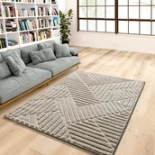 Dywany - Prostokątny beżowy dywan wewnętrzny 80 x 150 cm geometryczny NUMA - ATTICGO - miniaturka - grafika 1