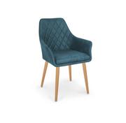 Krzesła - Halmar Krzesło tapicerowane fotel do jadalni skóra - granatowy - miniaturka - grafika 1