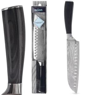 Nóż Santoku stalowy do krojenia siekania stal damasceńska DAMASCUS 31 cm - Noże kuchenne - miniaturka - grafika 1