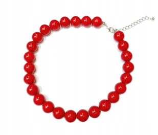 Piękny, czerwony naszyjnik, duże czerwone korale - 16 mm, długość 50 cm - Naszyjniki - miniaturka - grafika 1