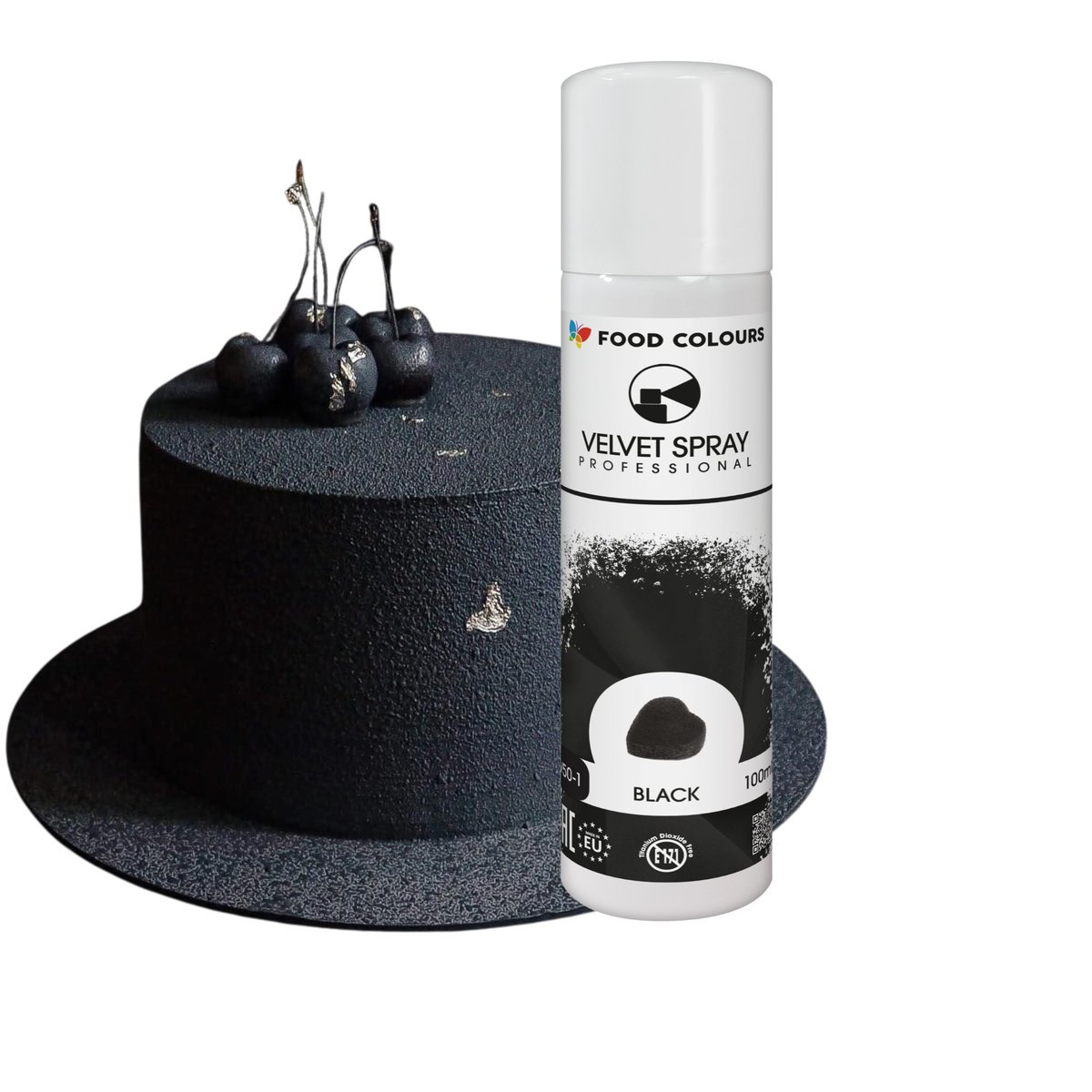 Barwnik spożywczy zamsz w sprayu czarny jadalny ozdoby velvet 100ml