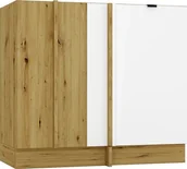 Szafki kuchenne - Szafka kuchenna narożna GIANNA DNP90 P/L biała alaska/dąb artisan STOLKAR - miniaturka - grafika 1