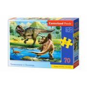 Puzzle - Castorland Puzzle 70 elementów. Tyrannosaurus vs Triceratops - miniaturka - grafika 1