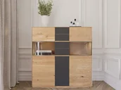 Komody - Komoda dębowa Taranto nr 9 z oświetleniem LED dąb czysty olej - miniaturka - grafika 1