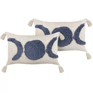 Poduszki dekoracyjne - Lumarko 2 bawełniane poduszki dekoracyjne 35 x 55 cm beżowo-niebieskie LUPINUS - miniaturka - grafika 1