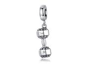 Charmsy - Pandora Valerio.pl Rodowany srebrny wiszący charms do hantel ciężarek live fit cyrkonie srebro 925 CHARM207 CHARM207 - miniaturka - grafika 1