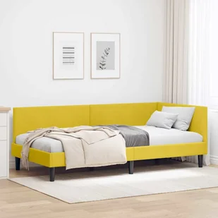 vidaXL Rama łóżka narożnego Inny Z zagłówkiem Żółty 100 x 200 cm - Stelaże pod materac - miniaturka - grafika 1