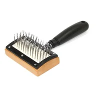 Szczotki i furminatory - Szczotka w plastikowej oprawie igły z kulkami rączka czarna Dingo - miniaturka - grafika 1