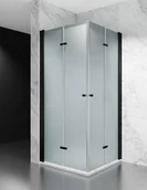 Kabiny prysznicowe - Swiss Liniger Kabina prysznicowa składana 75x75 cm szkło 6mm mleczne profile czarny mat - miniaturka - grafika 1