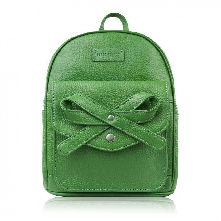 Plecaczek Damski Skórzany Z Kokardką Zielony Paolo Peruzzi T-71-Gr