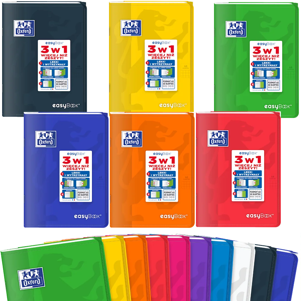 6x Zeszyt z okładką plastikową PP A5/60 OXFORD easyBook KOMPLET 6 kolorów