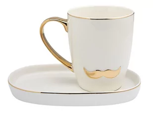 Florina Kubek Porcelanowy Ze Spodkiem Moustache Biały 360 Ml Wh - Kubki - miniaturka - grafika 1
