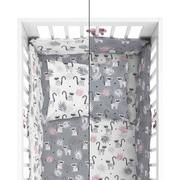 Pościel dla dzieci - Pościel niemowlęca, bawełniana, do łóżeczka, z ochraniaczem, biało-szara, dwustronny wzór lemury, 100x135 cm - miniaturka - grafika 1