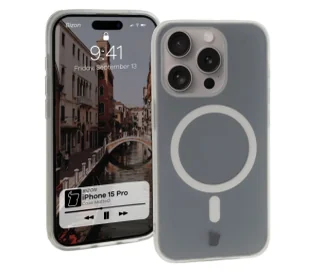 Bizon Etui z pierścieniem magnetycznym Case MatteO do iPhone 15 Pro, półprzezroczyste - Etui i futerały do telefonów Bizon Etui z pierścieniem magnetycznym Case MatteO do iPhone 15 Pro, półprzezroczyste - Etui i futerały do telefonów - miniaturka - grafika 1
