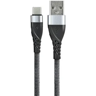 Kabel USB - USB-C EVERACTIVE 1m 3A pleciony szary (CBB-1CG) - Listwy zasilające - miniaturka - grafika 1