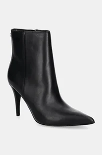 Guess botki skórzane SLINKS damskie kolor czarny na szpilce FLFSLI LEA10 - Botki damskie - miniaturka - grafika 1