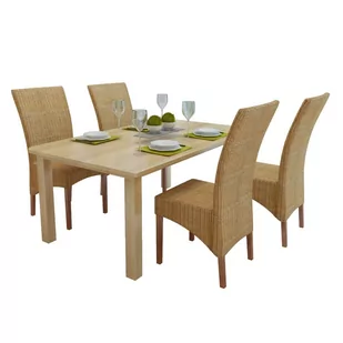 vidaXL Krzesła stołowe, 4 szt., brązowe, naturalny rattan - Krzesła - miniaturka - grafika 1