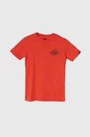 Koszulki dla chłopców - Quiksilver t-shirt bawełniany dziecięcy TRADESMITHYTH kolor czerwony z nadrukiem - miniaturka - grafika 1
