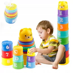 PIRAMIDA UKŁADANKA WIEŻA KOLOROWE KUBECZKI SORTER - Puzzle - miniaturka - grafika 1