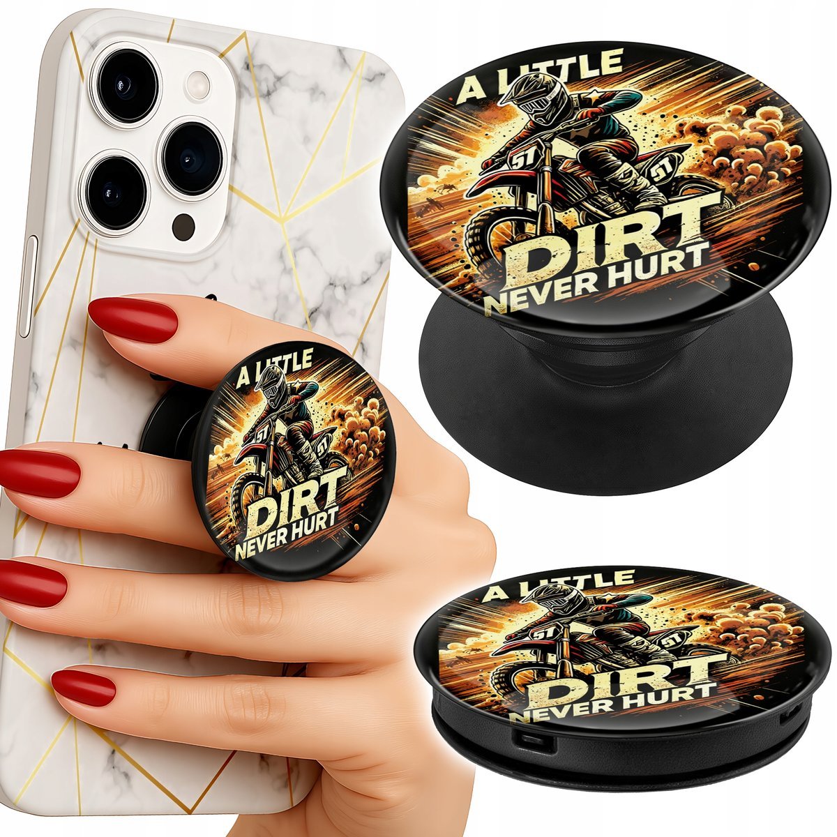 Uchwyt do telefonu Popsocket na palce/stojak MOTOR, MOTOCROSS, DIRT