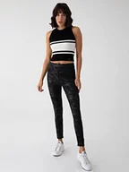 Koszulki i topy damskie - LTB Jeans Damska koszulka na ramiączkach/Cami Shirt, Black Off White Block 13352, M, Black Off White Block 13352, M - miniaturka - grafika 1