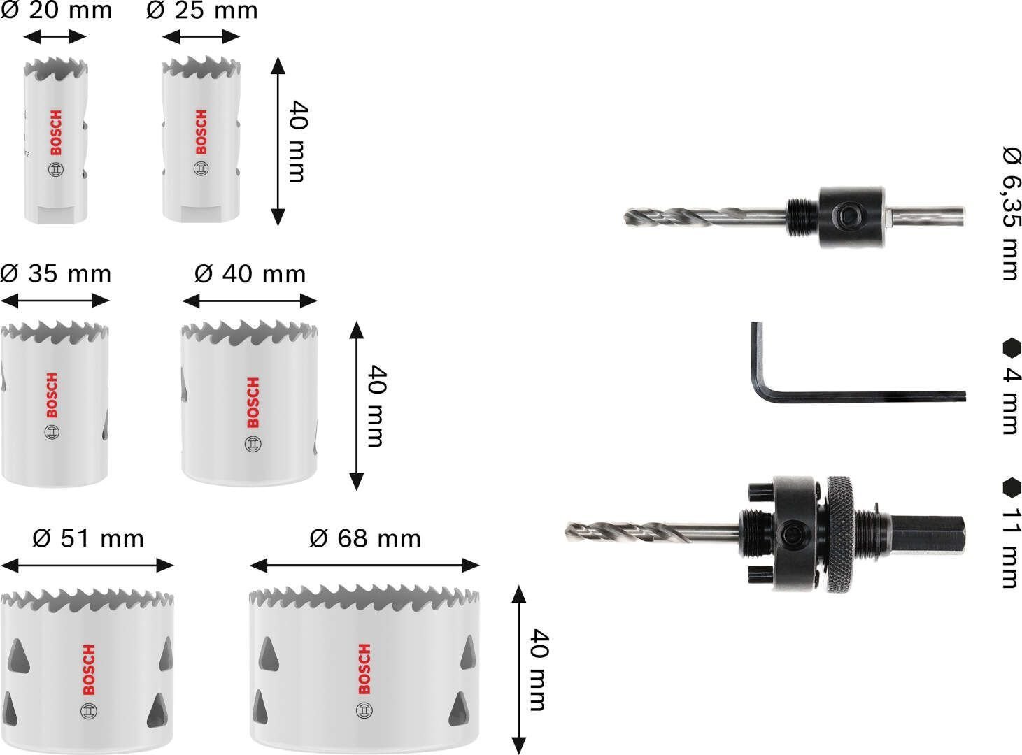 BOSCH ZESTAW PIŁ T MM B 9p SET