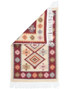 Dywan z frędzlami Kilim dwustronny bordowy 50 x 80 cm - Dywany - miniaturka - grafika 1
