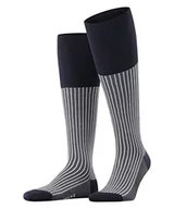 Skarpetki męskie - FALKE Mężczyźni Podkolanówki Oxford Stripe M KH Bawełna długie z wzorem 1 Para, Niebieski (Atlantic 6150), 43-44 - miniaturka - grafika 1
