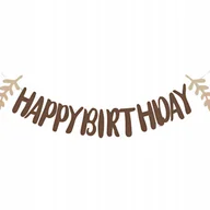 Dekoracje sali - BANER GIRLANDA URODZINOWA HAPPY BIRTHDAY NAPIS BRĄZOWY DEKORACJA URODZINY - miniaturka - grafika 1