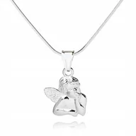 Biżuteria dla dzieci - 925 SREBRNY ŁAŃCUSZEK 50cm ANIOŁEK DEDYKACJA L1Z53 - miniaturka - grafika 1