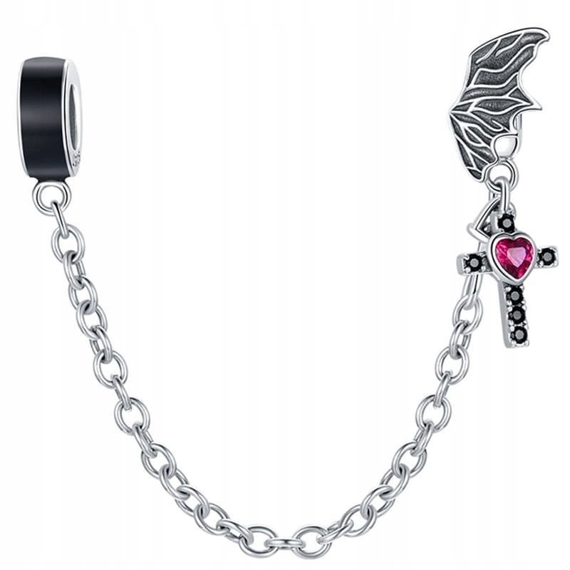 Charms Łańcuszek Zabezpieczający Krzyż Skrzydło Srebro 925 Charmsy Trusky