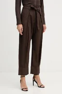 Spodnie damskie - Sisley spodnie damskie kolor brązowy szerokie high waist 4ETSLF082 - miniaturka - grafika 1