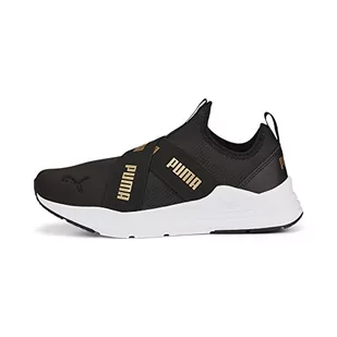 PUMA Damskie trampki do biegania z fiszbinami WNS Space Metallics, Puma Czarny Puma złoty, 37.5 EU - Trampki damskie - miniaturka - grafika 1