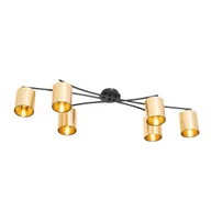 Lampy sufitowe - QAZQA Nowoczesna lampa sufitowa czarna ze złotymi 6 lampkami - Lofty - miniaturka - grafika 1