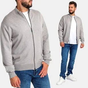 Sweter Męski Wiskoza Gładki Rozpinany Na Zamek Stójka Miękki Popielaty M - Swetry męskie - miniaturka - grafika 1