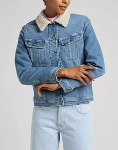 Lee Sherpa Rider Damska Kurtka Jeansowa Partly Cloudy L54Vfapa-S - Kurtki damskie - miniaturka - grafika 1