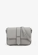 Torebki damskie - Szara Torebka Typu Listonoszka z Klapą Zdobiona Aplikacją Niraline - miniaturka - grafika 1