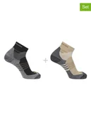 Skarpetki męskie - SALOMON Skarpety trekkingowe (2 pary) "X Ultra Access Quarter" w kolorze beżowo-czarnym - miniaturka - grafika 1