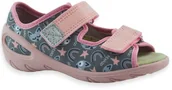 Buty dla dziewczynek - Dziewczęce kapcie z otwartymi paluszkami do przedszkola Befado 063X023 Sunny - miniaturka - grafika 1