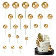 Dodatki do ciast w proszku - Ozdoby na tort dekoracje topper na tort złote kule na piku kulki 20s - miniaturka - grafika 1