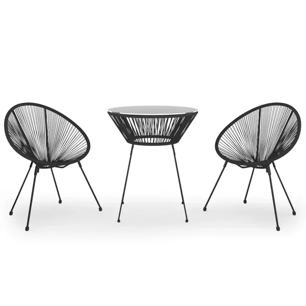 Komplet mebli ogrodowych rattan PVC, stół 70x74 cm, krzesła czarne 80x70
