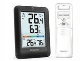 Stacje pogodowe - Stacja pogody termometr z czujnikiem Newentor czarny - miniaturka - grafika 1