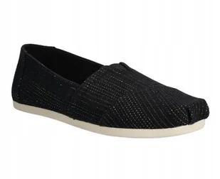 TOMS CZARNE ESPADRYLE DAMSKIE TEKSTYLNE Z BEŻOWĄ PODESZWĄ 36 JWI - Espadryle damskie - miniaturka - grafika 1