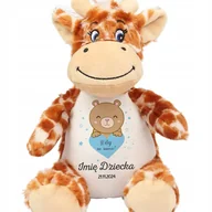Maskotki i pluszaki - ŻYRAFA PRZYTULANKA Dla Dziecka Personalizowane DATA NARODZIN Niebieskie Wz - miniaturka - grafika 1