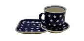 Filiżanki - Ceramiczna filiżanka z tacką Ceramika Bolesławiec - miniaturka - grafika 1