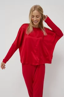 Piżamy damskie - Tommy Hilfiger longsleeve piżamowy kolor czerwony - grafika 1